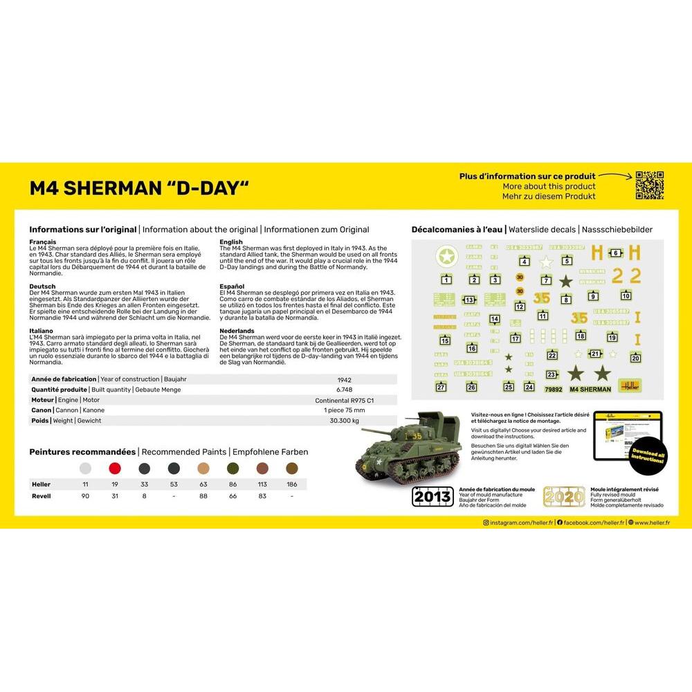 1/72 STARTER KIT M4 Sherman D-Day (Includes: Cement, Brush and Main Paints)