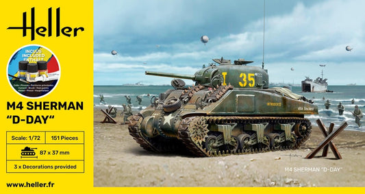 1/72 STARTER KIT M4 Sherman D-Day (Includes: Cement, Brush and Main Paints)
