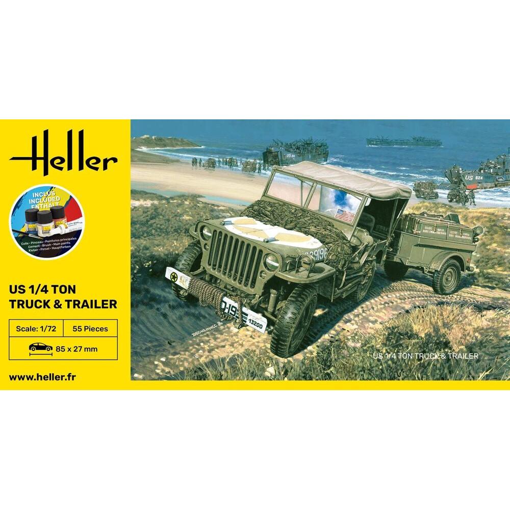 1/72 STARTER KIT US 1/4 Ton Willys Truck & Trailer