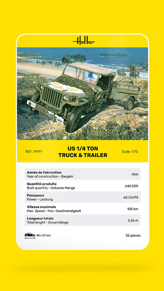 1/72 US 1/4 Ton Willys Truck & Trailer