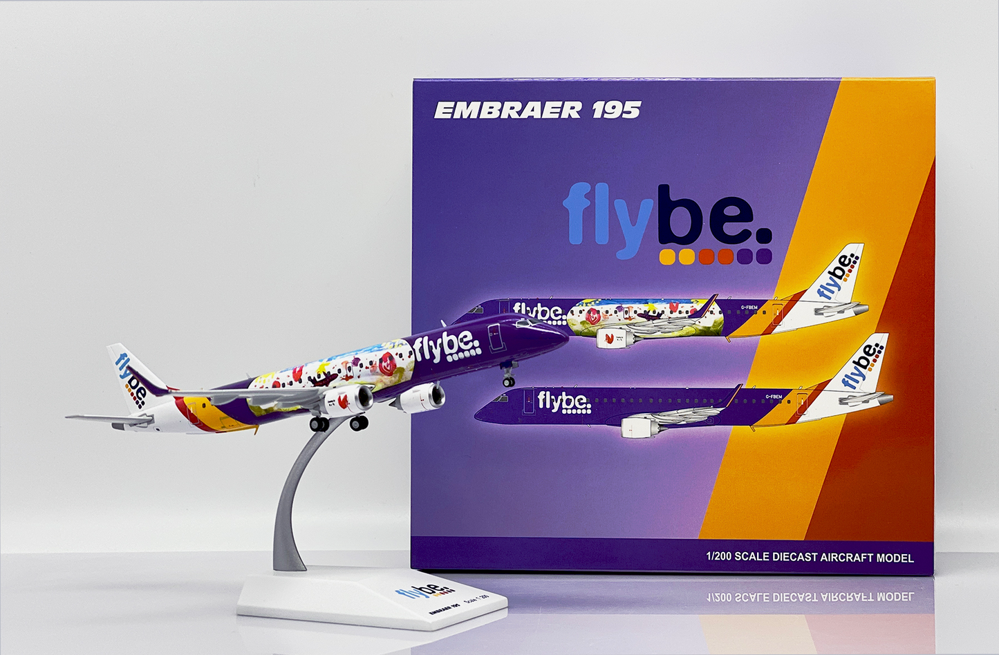 1/200 Flybe Embraer ERJ-195LR "Kids & Teens" Reg: G-FBEM with Stand