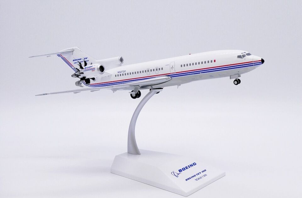 1/200 Boeing House Color 727-100 "UDF Flight Test" "Polished" Reg: N32720 with Stand