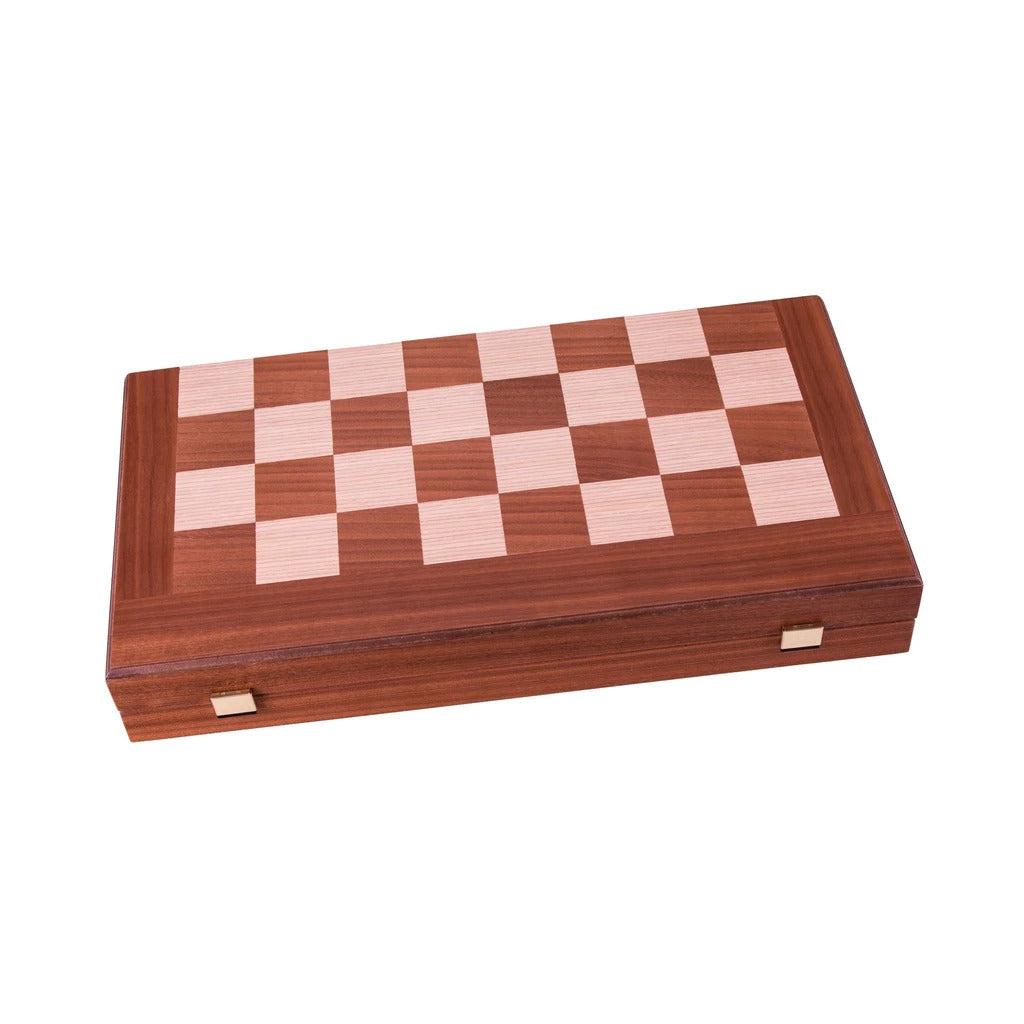 Handmade Walnut Inlaid Chess and Backgammon with Black and Oak points 38x20cm