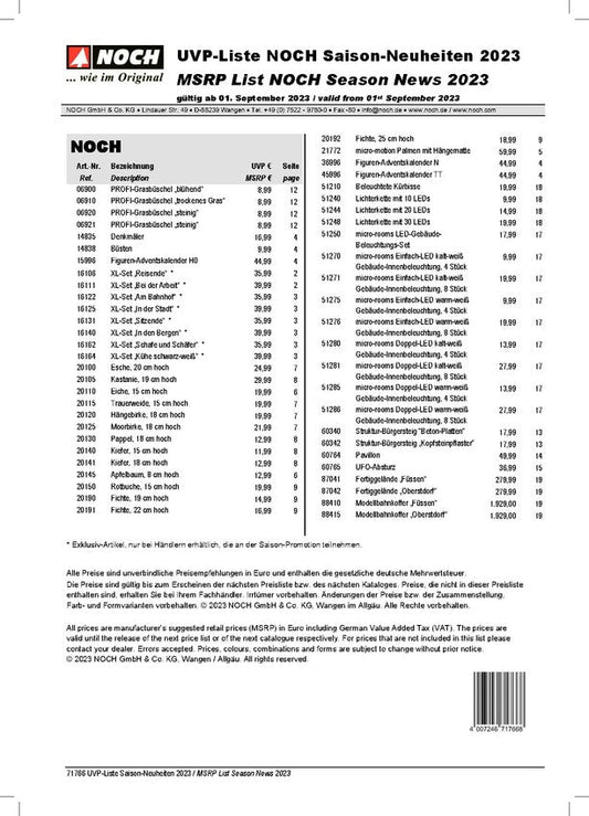 MSRP List for Season News Leaflet 2023