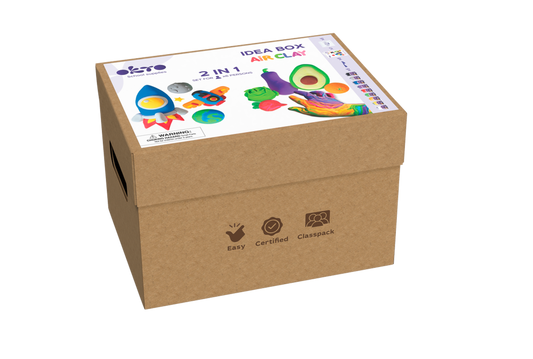 Air Clay Idea Box: Galaxy and Fruits 2in1 Sculpting Set for 6 Kids