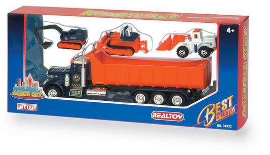 Action City Dump Truck w/3 Vehicles