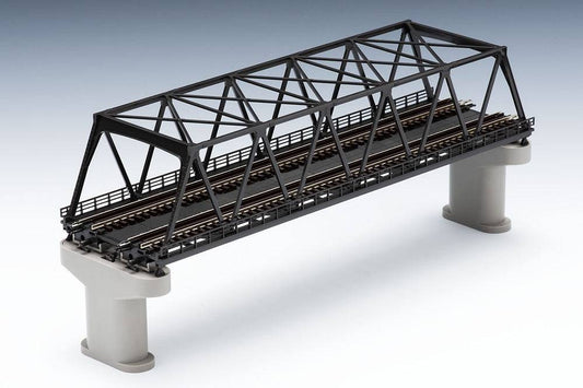 Fine Track Double Track Truss Bridge Set F with 2 Concrete Piers / Dark Brown